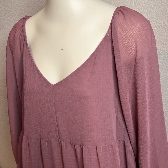 Andrée by Unit Tiered Babydoll Dress – Mauve, Size Large - Picture 2 of 9